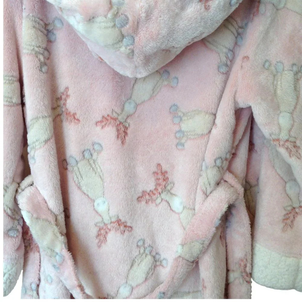 La Vie en Rose Women's Size M Hooded Bathrobe Housecoat Plush Bath Robe - Picture 5 of 10